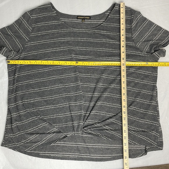 Always Indigo twist front short sleeve top gray white soft ladies Size 3x - Picture 3 of 9